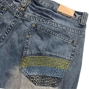 VTG Akademiks Embroidered Jeans Mens 36 Blue Straight Leg Y2K Streetwear Hip Hop